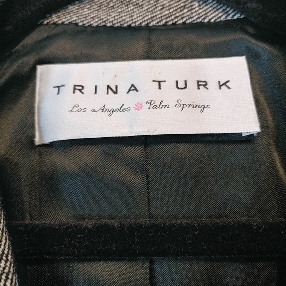 Trina Turk Wool Blend Contrast Trim Suit Sz S Work Winter Contemporary Office - Picture 2 of 16